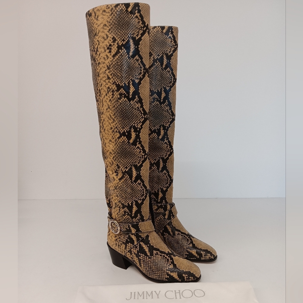 Jimmy Choo Women's Beca 45mm Yellow Snake Print Boots